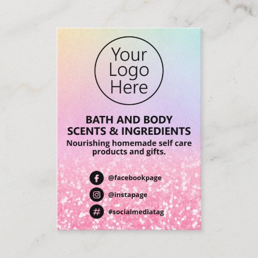 Pastel en roze Logo van de Lijst van de Ingrediënt Visitekaartje (Voorkant)
