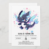 Pastel Enchanted Dragon 1e verjaardag Kaart (Voorkant / Achterkant)