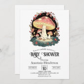 Pastel Enchanted Mushroom Baby shower Kaart (Voorkant / Achterkant)