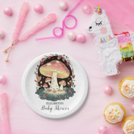 Pastel Enchanted Mushroom Baby shower Papieren Bordje
