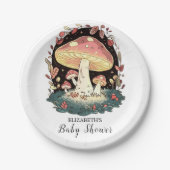 Pastel Enchanted Mushroom Baby shower Papieren Bordje (Voorkant)