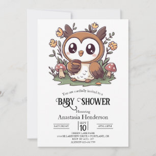 Pastel Enchanted Owl Baby shower Kaart