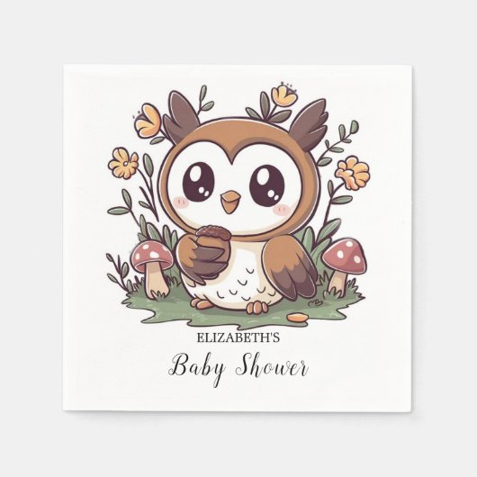 Pastel Enchanted Owl Baby shower Servet (Voorkant)