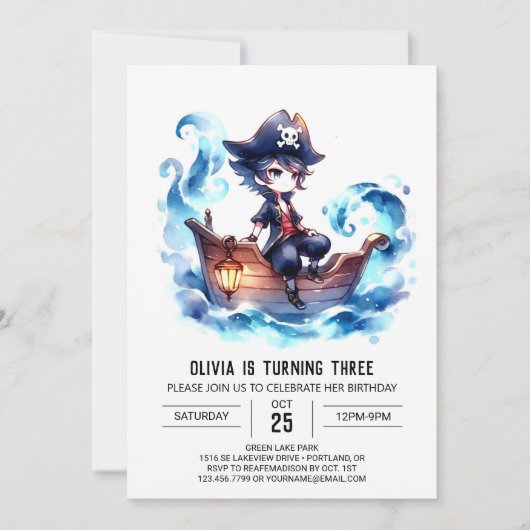 Pastel Enchanted Pirate Verjaardag Kaart (Voorkant)