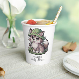 Pastel Enchanted Wolf Baby shower Papieren Bekers