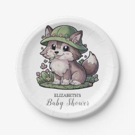 Pastel Enchanted Wolf Baby shower Papieren Bordje