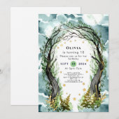 Pastel Enchantment Woodland Verjaardag Kaart (Voorkant / Achterkant)