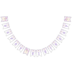 Pastel enge verjaardagsbanner met spook vlaggetjes