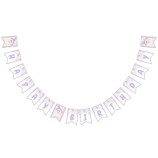 Pastel enge verjaardagsbanner met spook vlaggetjes