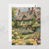 Pastel Engels Cottage op het platteland Briefkaart (Voorkant / Achterkant)