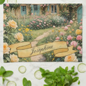 Pastel Engels Cottage op het platteland Theedoek (Gevouwen)