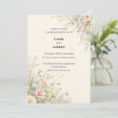 Pastel Engelse Tuin Wilde Bloemen Bruiloft Kaart (Staand voorkant)