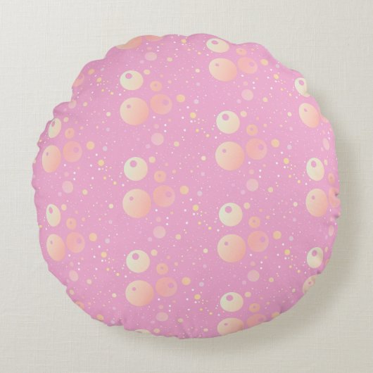 Pastel esthetisch roze stippen patroon rond kussen (Voorkant)