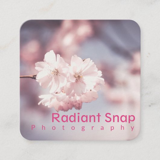 Pastel esthetische roze Sakura fotografie Vierkante Visitekaartje (Voorkant)