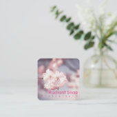 Pastel esthetische roze Sakura fotografie Vierkante Visitekaartje (Staand voorkant)