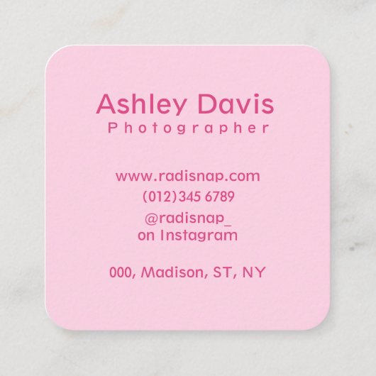 Pastel esthetische roze Sakura fotografie Vierkante Visitekaartje (Achterkant)