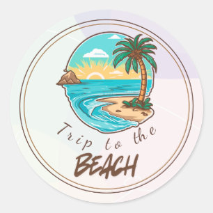 Pastel Esthetische Vakantie Reissticker Ronde Sticker