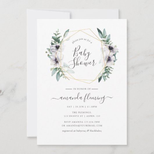 Pastel Eucalyptus Anemone Geometric Baby shower Kaart (Voorkant)