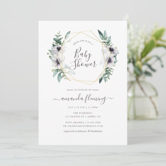 Pastel Eucalyptus Anemone Geometric Baby shower Kaart (Staand voorkant)