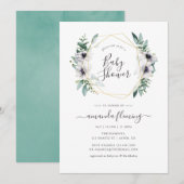 Pastel Eucalyptus Anemone Geometric Baby shower Kaart (Voorkant / Achterkant)