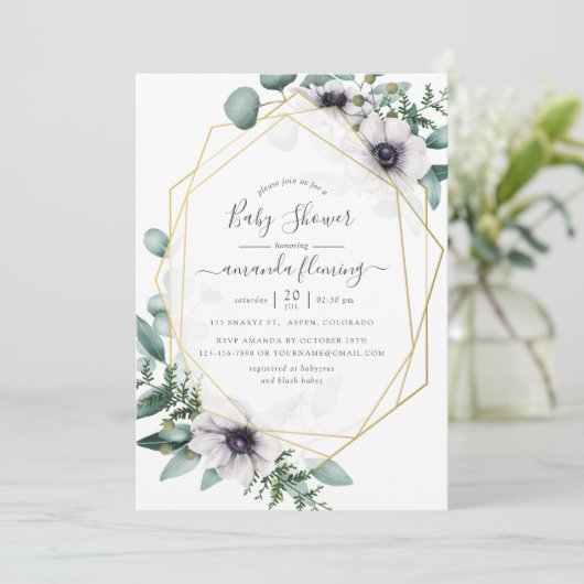 Pastel Eucalyptus Anemone Geometric Baby shower Kaart (Staand voorkant)
