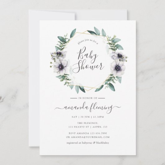 Pastel Eucalyptus Anemone Geometric Baby shower Kaart (Voorkant)