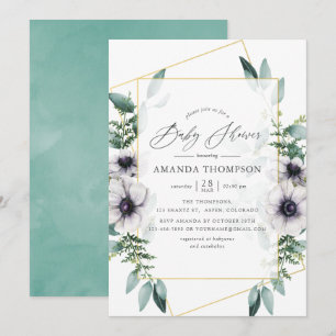 Pastel Eucalyptus Anemone Geometric Baby shower Kaart