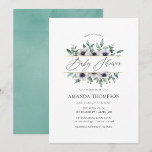 Pastel Eucalyptus Anemone Geometrische Baby Shower Kaart