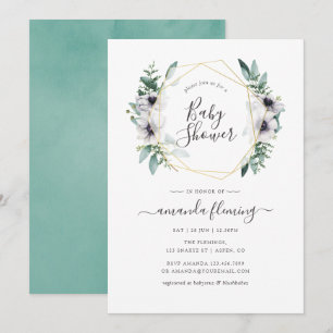 Pastel Eucalyptus Anemone Geometrische Baby Shower Kaart