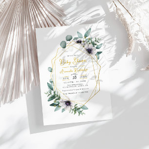 Pastel Eucalyptus Anemone Geometrische Baby Shower Kaart