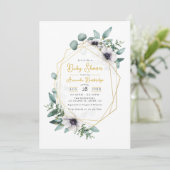 Pastel Eucalyptus Anemone Geometrische Baby Shower Kaart (Staand voorkant)