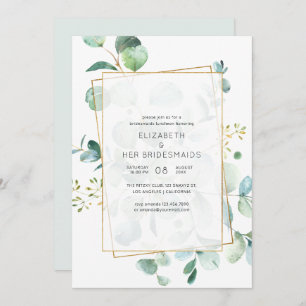 Pastel Eucalyptus Geometric Bridesmaids Luncheon Kaart