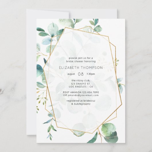 Pastel Eucalyptus Geometric Greenery Vrijgezellenf Kaart (Voorkant)