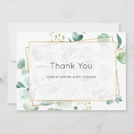 Pastel Eucalyptus Geometric Greenery Wedding Bedankkaart