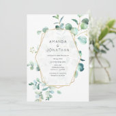 Pastel Eucalyptus Geometric Greenery Wedding Kaart (Staand voorkant)