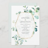 Pastel Eucalyptus Geometric Greenery Wedding Kaart (Voorkant / Achterkant)