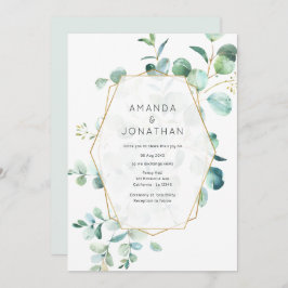Pastel Eucalyptus Geometric Greenery Wedding Kaart