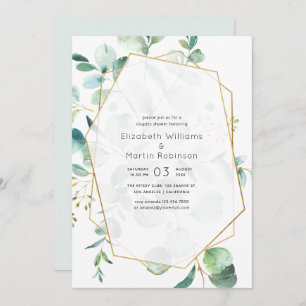 Pastel Eucalyptus Geometric Wedding Couples Shower Kaart