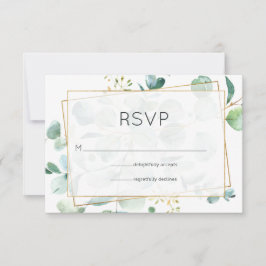 Pastel Eucalyptus Geometric Wedding RSVP Kaartje
