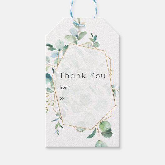 Pastel Eucalyptus Geometrische Groene Huwelijk Cadeaulabel (Voorkant)
