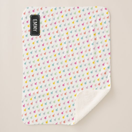 Pastel F-15E Strike Eagle Fighter Jet Custom Sherpa Deken (Voorkant)