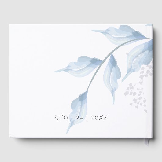 Pastel Faded Lila en Stusty Blue Foliage Gastenboek (Achterkant)