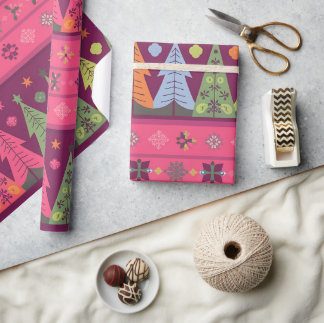 Pastel Fair Isle Kerstmis 1 Cadeaupapier