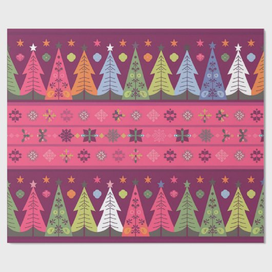 Pastel Fair Isle Kerstmis 1 Cadeaupapier (Vlak)