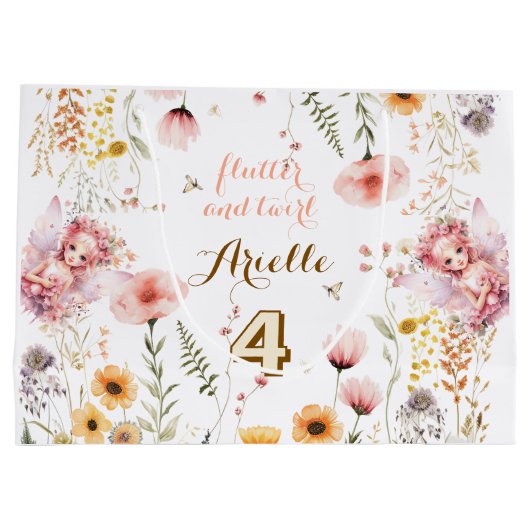Pastel Fairy bloementuin thee feest verjaardag Groot Cadeauzakje (Achterkant)