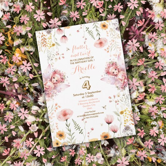 Pastel Fairy bloementuin thee feest verjaardag Kaart