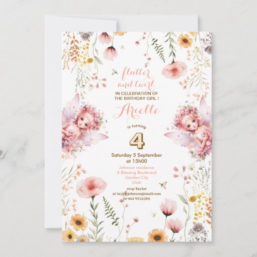 Pastel Fairy bloementuin thee feest verjaardag Kaart (Voorkant)