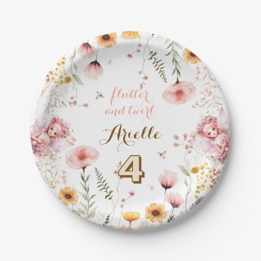 Pastel Fairy bloementuin thee feest verjaardag Papieren Bordje (Voorkant)