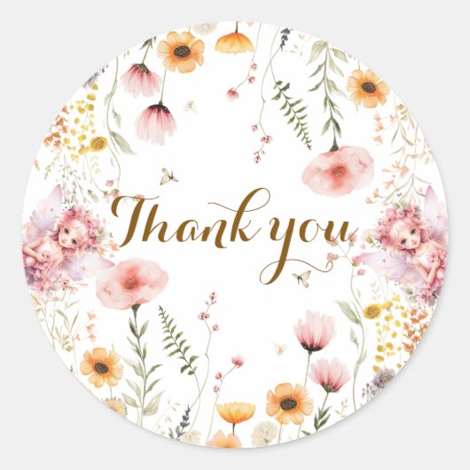 Pastel Fairy bloementuin thee feest verjaardag Ronde Sticker (Voorkant)