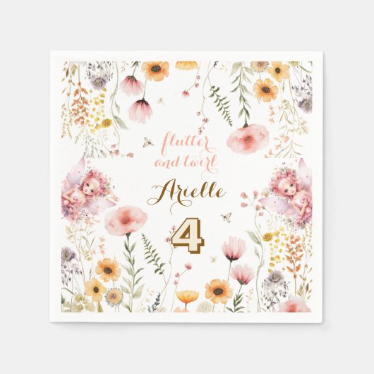 Pastel Fairy bloementuin thee feest verjaardag Servet (Voorkant)